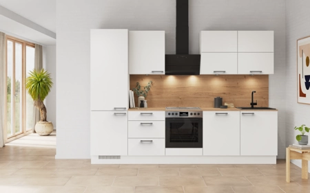 Cuisines Elite Cuisine linéaire 300 cm électroménagers inclus planning 5 Blanc alpin, super mat Touch Cuisines Elite Cuisine linéaire 300 cm électroménagers inclus planning 5 Blanc alpin, super mat Touch