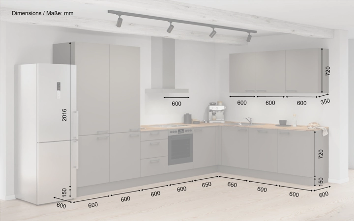 Cuisines Elite Cuisine en L 366,6 cm x 246, 6 cm électroménagers inclus planning 6 5