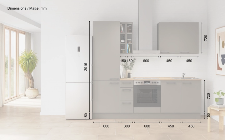 Cuisines Elite Cuisine linéaire 240 cm électroménagers inclus planning 6 5