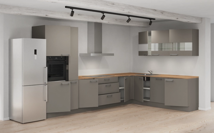Cuisines Elite Cuisine en L 366,6 cm x 246, 6 cm électroménagers inclus planning 7 4