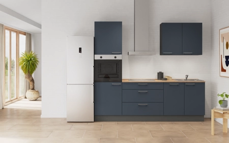 Cuisines Elite Cuisine linéaire 240 cm électroménagers inclus planning 7 Bleu fjord ultra-mat Easytouch Cuisines Elite Cuisine linéaire 240 cm électroménagers inclus planning 7 Bleu fjord ultra-mat Easytouch