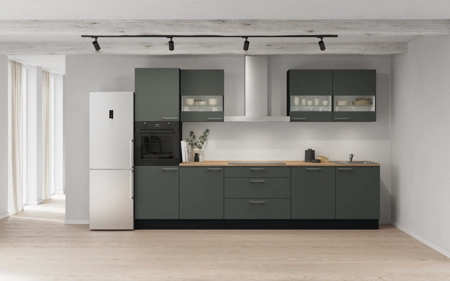 Cuisines Elite Cuisine linéare 330cm électroménagers inclus planning 7 Vert minéral ultra-mat Easytouch Cuisines Elite Cuisine linéare 330cm électroménagers inclus planning 7 Vert minéral ultra-mat Easytouch