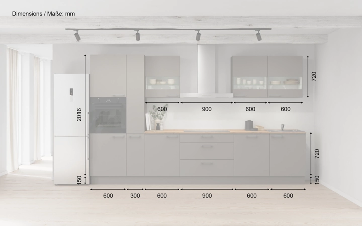 Cuisines Elite Cuisine linéare 360 cm électroménagers inclus planning 7 5