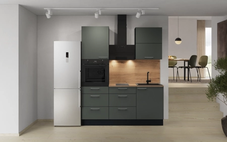 Cuisines Elite Cuisine linéaire 180 cm électroménagers inclus, planning 8 Vert minéral ultra-mat Easytouch Cuisines Elite Cuisine linéaire 180 cm électroménagers inclus, planning 8 Vert minéral ultra-mat Easytouch