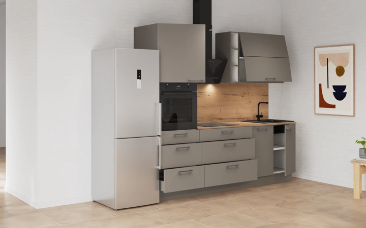 Cuisines Elite Cuisine linéaire 240 cm électroménagers inclus planning 8 4