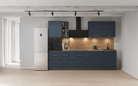 Cuisines Elite Cuisine linéaire 300 cm électroménagers inclus planning 8 Bleu fjord ultra-mat Easytouch Cuisines Elite Cuisine linéaire 300 cm électroménagers inclus planning 8 Bleu fjord ultra-mat Easytouch