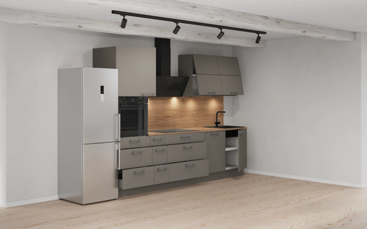 Cuisines Elite Cuisine linéaire 300 cm électroménagers inclus planning 8 4