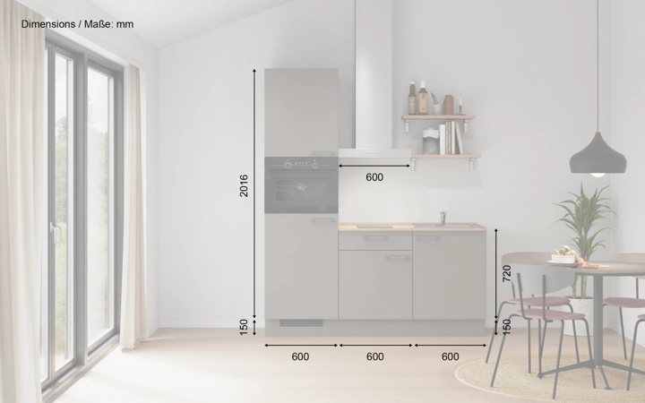 Cuisines Elite Cuisine linéaire 180 cm électroménagers inclus, planning 9 5