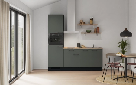 Cuisines Elite Cuisine linéaire 210 cm électroménagers inclus, planning 9 Vert minéral ultra-mat Easytouch Cuisines Elite Cuisine linéaire 210 cm électroménagers inclus, planning 9 Vert minéral ultra-mat Easytouch