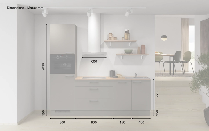 Cuisines Elite Cuisine linéaire 240 cm électroménagers inclus planning 9 5