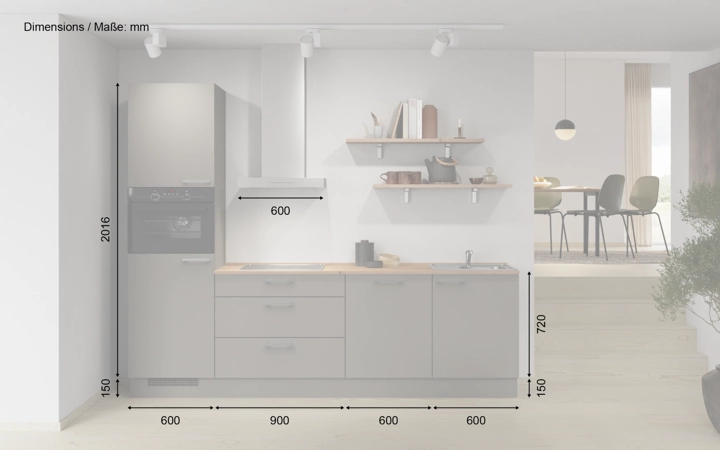 Cuisines Elite Cuisine linéare 270 cm électroménagers inclus planning 9 5