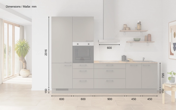 Cuisines Elite Cuisine linéaire 300 cm électroménagers inclus planning 9 5