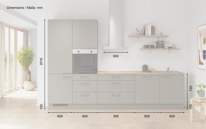 Cuisines Elite Cuisine linéare 330cm électroménagers inclus planning 9 5